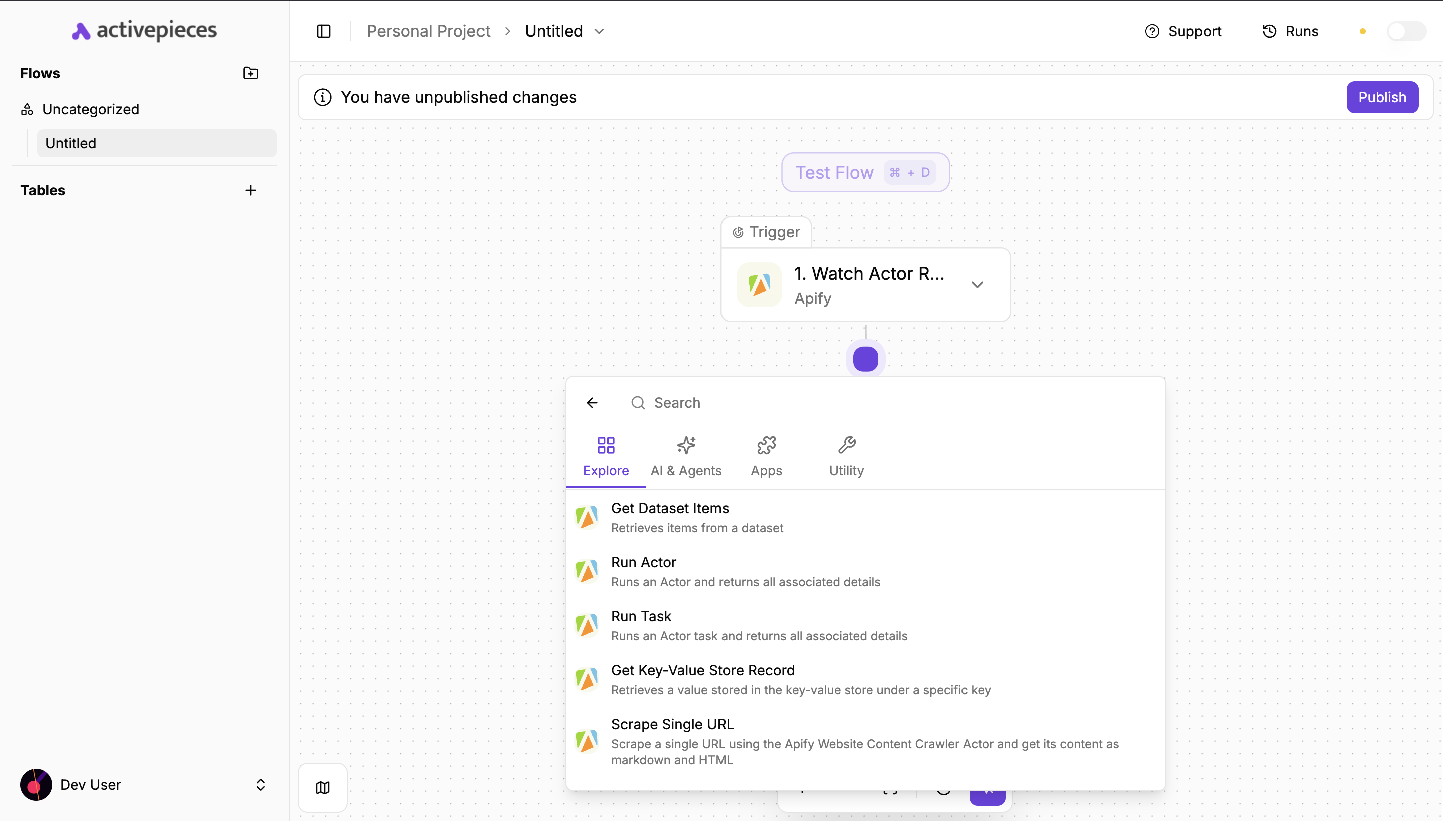 Select Apify action